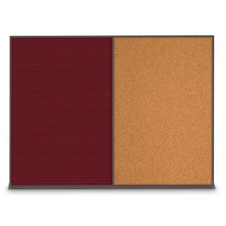 United Visual Products Triple Door Radius Corkboard, 72"X36", B UV8005-BLACK-DRKSPR